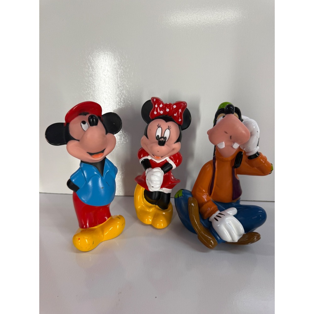 Disney Mickey Minnie Mouse Goofy Vinyl Bath Toy Figures Set FAC-023193-19213